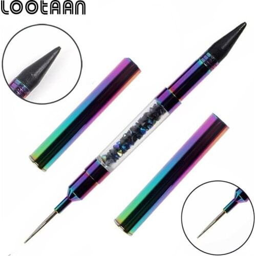 Multicolor Double-end Nail Art Wax Dotting Pen Crystal Beads Rhinestones Picker Gems Picking Wax Pencil Pen Manicure Tools