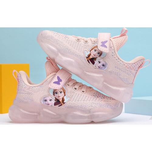 Girls Princess frozen 2 elsa Sneaker Spring Autumn cartoon soft princess school student Casual Shoes Europe size 26-37