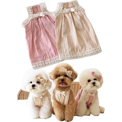 Summer Dog Dress Puppy Clothing Lace Sling Dog Dress For Small Dogs Girl Dress Spring Skirt Bichon Teddy Pet Wedding Dress Skirt