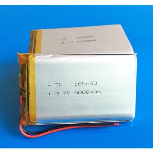 5 pcs 3.7V 5000mAh Polymer Lithium LiPo Rechargeable Battery For GPS PSP DVD PAD E-book tablet pc laptop power bank 105080