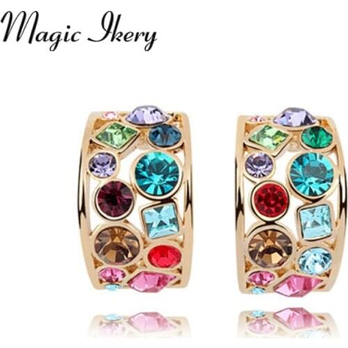 Magic Ikery Gold Color Earrings Fashion Jewelry Women Crystal Star stud earrings Rhinestone Jewelry earrings for women MK00090
