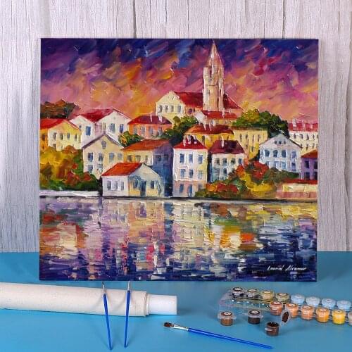 Simple Town Paint By Numbers Complete Kit Acrylic Paints 50*70 Boards By Numbers Home Decor Children Wholesale Drawing