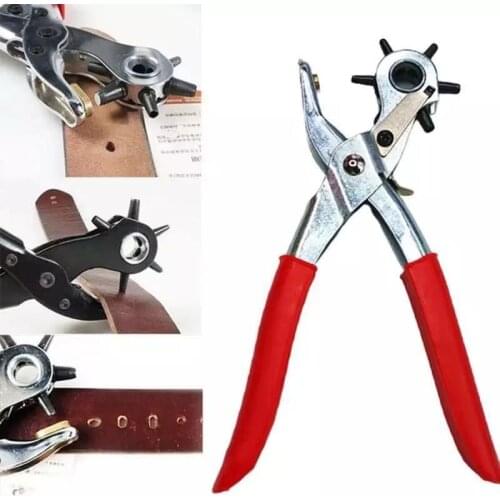Revolving Punch Plier Kit Leather Hole Punch Set for Belts Watch Bands Straps Dog Collars Saddles Shoes Fabric DIY Home Crafts