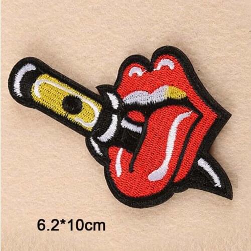Tongue With Knife Iron On Patch Embroidered Embroidery Clothes Patch For Clothing Clothes Stickers Garment Apparel Accessories
