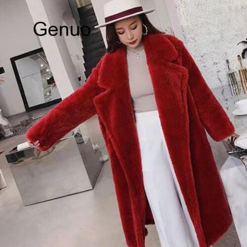 Women Winter Faux Fur Warm Long Coat Long Sleeve Female Thick Teddy Bear Coat Casual Loose Oversize Outwears
