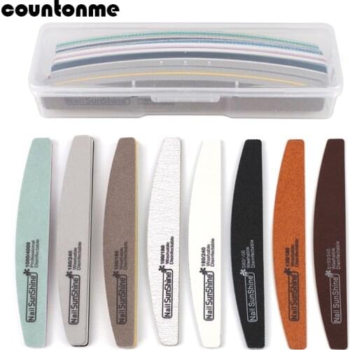 8Pcs/lot Strong Sandpaper Nail File Colorful Wooden Nail File Sponge Buffer Block 80/100/120/180/240/1000/4000 Manicure Tool Kit