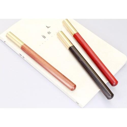 JNMZAUM brand 3 colors solid wood roller pen simple style student writing tool business promotional gift pen set gel pens