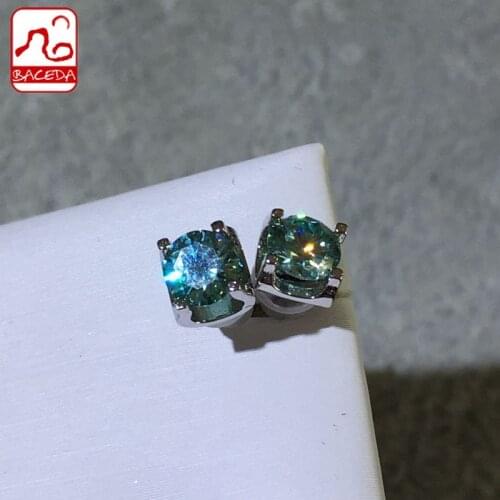 Baceda Achieving goal Giving energy Bringing courage Natural Stone Moissanite 4Claw Stud Earrings 1ct and 2ct with Gift Box