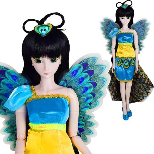 EVA BJD 1/3 BJD Doll Peacock Fairy Ray 60cm 24in 22 Ball Joint Doll SD Dolls Toy with Makeup Dress Shoes Wig for Girl Gift