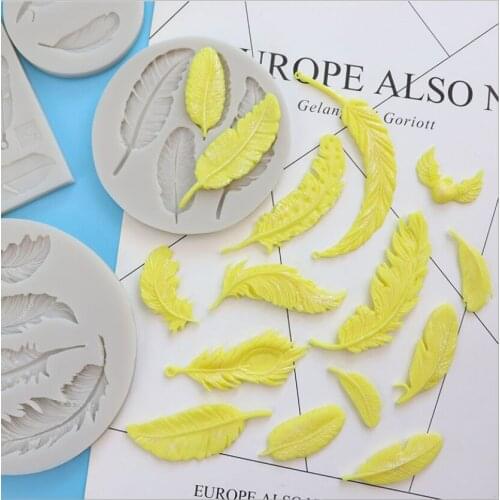 Silicone mold feather modeling fondant mold cake decoration dry Pace chocolate mold gypsum diy glue dropping mold