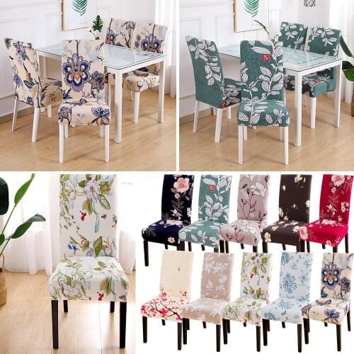 Modern Chair Cover Removable Anti-dirty Stretch Spandex Seat Cover Printing Kitchen Slipcover For Wedding Dinner Restaurant