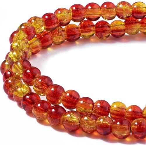 1 Strand 6mm Crackle Glass Beads Strands Transparent Round for Jewelry Making DIY Bracelet Necklace Accessories Finding Supplies