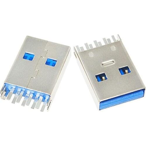 USB 3.0-a male 180 degree plug in vertical welding plate AF male USB splint 0.8 blue glue connector (5pcs)