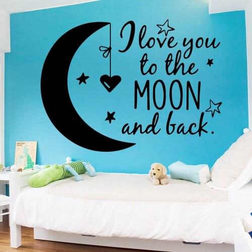 Custom moon quotes Wall Stickers Vinyl Waterproof Home Decoration Accessories For Kids Room bedroom Decor Diy Removable