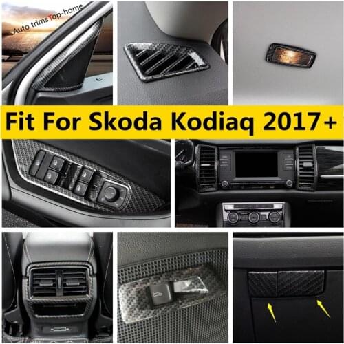 Yimaautotrims Carbon Fiber Look Interior Refit Kit Rear Air AC Panel / Roof Reading Lamp Cover Trim For Skoda Kodiaq 2017 - 2020