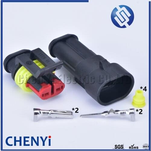 5 sets 2 Pin way Female Male AMP Tyco SuperSealed 282104-1 282080-1 Waterproof Electrical Automotive Connector Plug For car