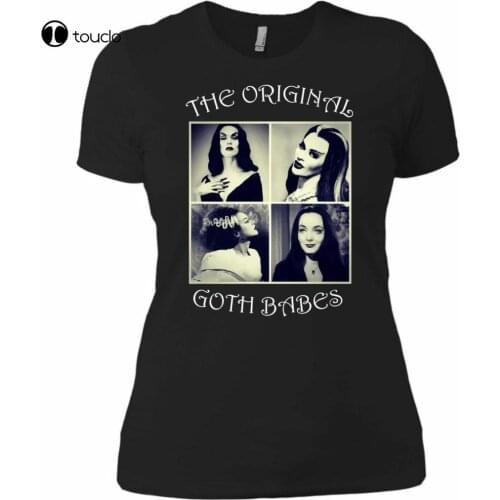 Vampira Morticia Adams Lily Munster Bride Frankenstein Gothic Women Tshirt Black Tee Shirt