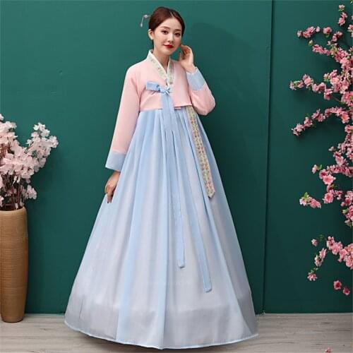 Palace Korean Traditional Costume for Women Elegant Luxury Hanbok Dress Princess Cosplay Anicent Retro Long Robe Wedding Party
