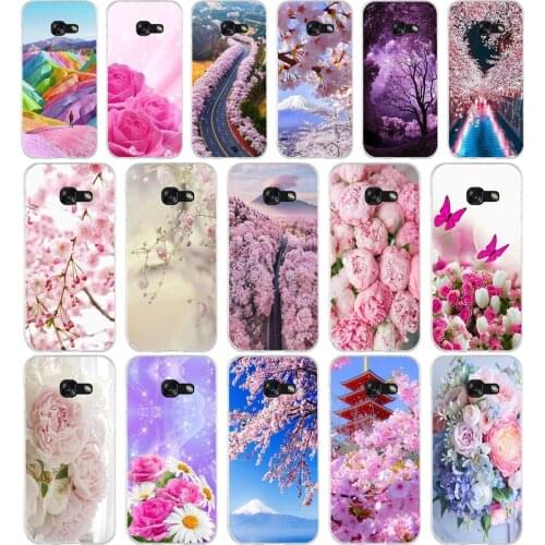 09AA Fuji cherry blossom Soft Silicone Tpu Cover phone Case for Samsung A3 A5 A7 A8 2016 2017 2018 A50