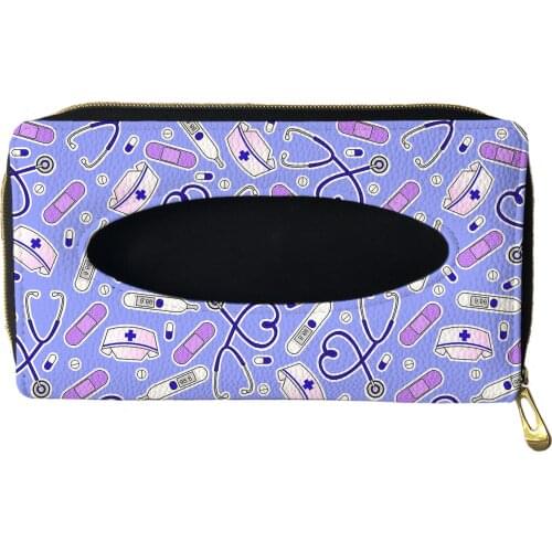 1Pcs Car Tissue Box Cartoon Nurse Hat Printing PU Leather Tissue Box Holder Auto Car Interior Storage Decoration Accessories New