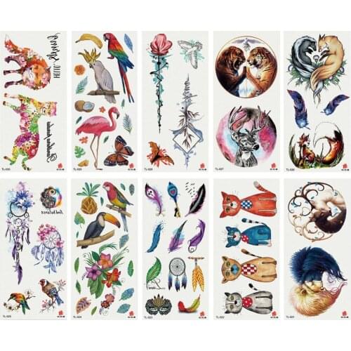 1Pc Fashion Waterproof Temporary Fake Tattoo Body Sticker Animal Feather Decal