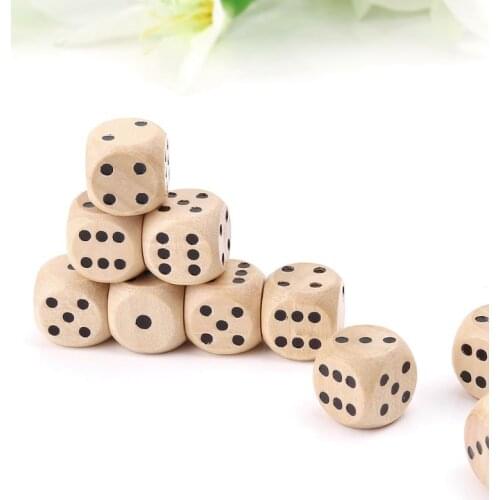 10pcs 6 Sided Wood Dice Point Cubes Round Corner Party Kid Toys Game 14*14*14mm U2JB