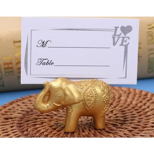 100pcs Lucky Gold Elephant Place Card Holders/Table Name Holder Wedding Centerpiece Golden Themed Party Favors SN461
