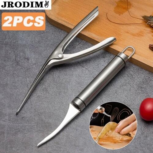 2pcs/set Shrimp Stripper Shrimp Line Cutter Stainless Steel Peeling Shrimps Lobster Knifes Seafood Tools Kitchen Accessories