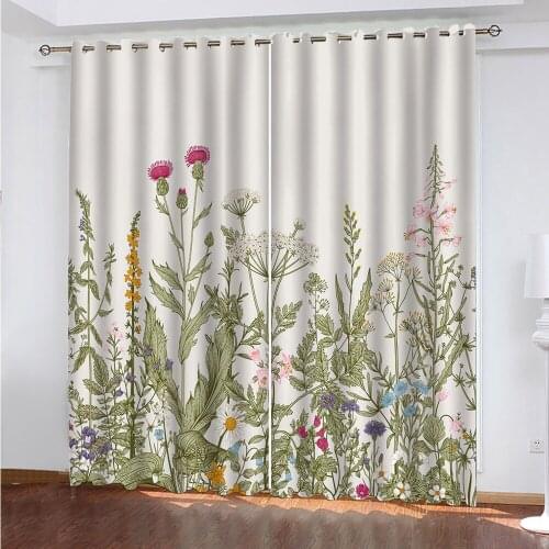 3D Curtain Custom Olive Green Flowers Curtain For The Living Room Bedroom Curtain Blackout Window Curtain 3D
