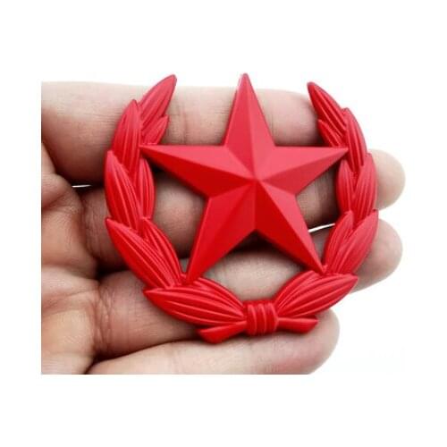 60mm 3D Red Metal Pentagram Star CPC Auto Trunk Window Emblem Badge Sticker Decal Car Accessories