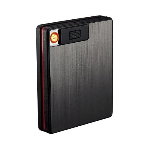 FOCUS 8mm cigarette Aluminum & Plastic Cigarette box Case with USB Charging Lighter 108*86*20mm
