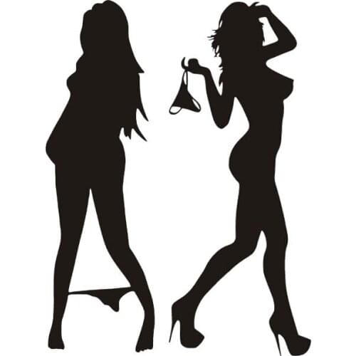 Car Motorcycle Bikini Beauty Funny Sexy Beauty Decorative Wall Sticker Cartoon Fashion Car Sticker Black/White, 19cm*16cm