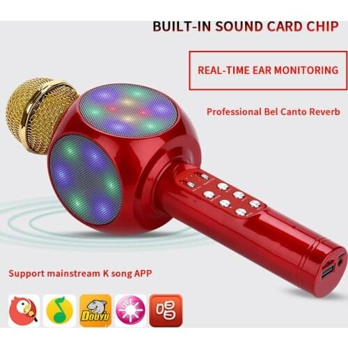 Wireless Karaoke Microphone Dazzling Lights Support A Variety Of Mainstream Apps Mobile Phone K Song Condenser Mic