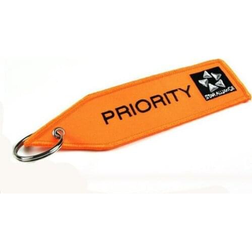 Embroidery Priority Keychain Made by Twill with 3cm Metal Ring and Embroidered Logo Custom and MOQ100pcs free shipping
