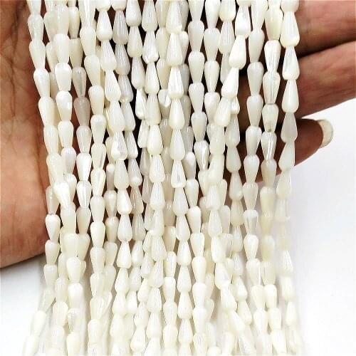 Natural White Shell Loose Beads 5*8mm Drop-shaped Beaded for Charms Women Jewelry Making DIY Bracelet Necklace Accessories 15