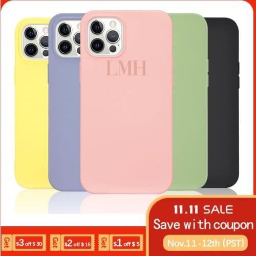 Custom Initial letter Name Diy Phone Case For iphone SE 6 6S 7 8 Plus X XS XR XS Max 11 Pro 12 Mini MAX Liquid Silicone Case