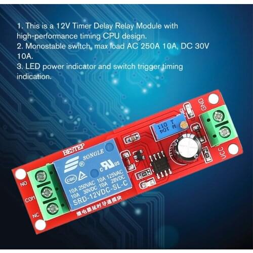DC 12V NE555 Monostable Delay Relay Circuit Conduction Module Trigger Switch Timer Adjustable Time Shield Electronics Arduino