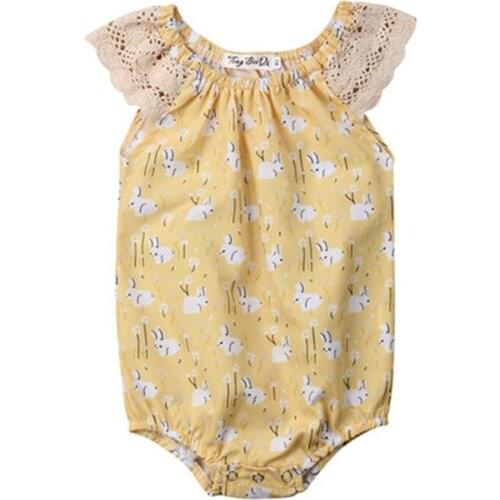 Summer New Fashion Hot Newborn Infant Baby Girls Easter Bunny Bodysuit Jumpsuit Set Clothes Baby Girls Cute Clothes Cotton