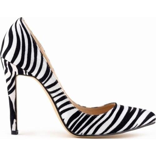 LOSLANDIFEN Classic Sexy Woman Pointed Heels Pumps Pump Zebra Spring Brand Wedding Large Size 35-42