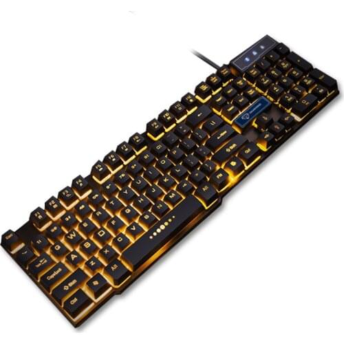 Gaming Keyboard Imitation Mechanical Keyboard 104 Keys Colorful Backlight Ergonomic Crater Floating Button For Desktop Laptop