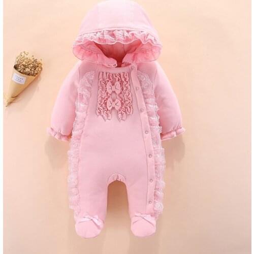 IYEAL Princess Newborn Baby Girls Warm Hooded Cotton Romper Long Sleeve Jumpsuit Outfit Clothes