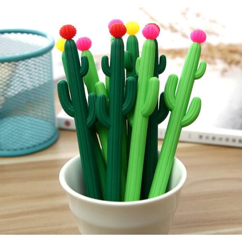 48pcs/lot Korean creative cute cartoon cactus shape school gel pen unisex pen water ink sign pen students tool promotion gift