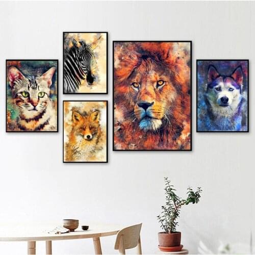 Colorful Lion Zebra Fox Dog Cat Animal Diamond Painting Cross Stitch 5D DIY Diamond Embroidery Home Room Decor Mosaic Art