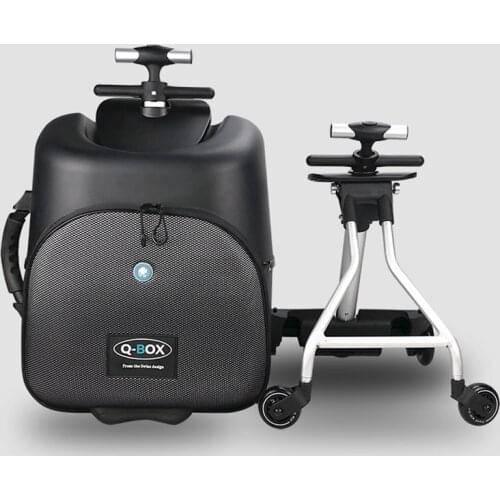 New creative carry on luggage kids baby sit on scooter men women travel suitcase bag lazy trolley case