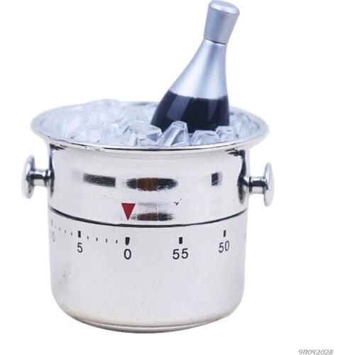 Creative Wine Cooler Ice Bucket Shaped Kitchen Timer Household 60 Minutes Mechanical Wind-Up Time Reminder Cooking Tool Dropship