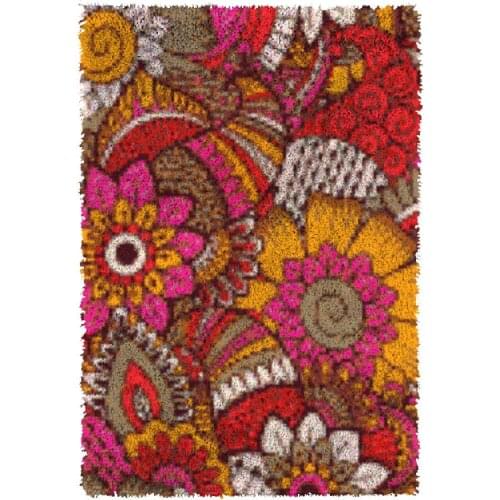 Latch Hook Kits Flower Chunky Yarn Embroidery Crocheting Tapestry Kits Needlework Arts & Crafts DIY Carpet Rug