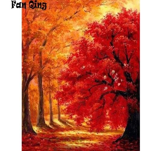 5D DIY Full Drill Round Diamond Painting Maple Leaves Diamond Embroidery Mosaic Kit Home Decor for Bead Art Wall Gift