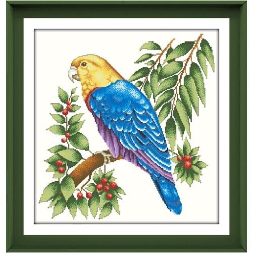 Parrot cross stitch kits bird on tree Dreampattern embroidery needlework sets 18ct 14ct 11ct unprint cloth DIY handmade