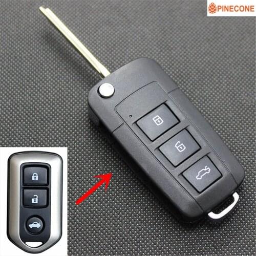 PINECONE Key Case for TOYOTA CAMRY YARIS HIGHLANDER 2008 Car Uncut TOY43 Blade 3 Buttons Modified Remote Key Shell Cover Fob