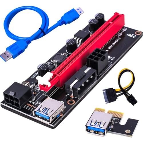 PCI-E Riser Board 1X to 16X GPU Extender Riser Card PCI-E USB 3.0 GPU Adapter Card SATA 15 pin to 6pin Interface PCIE Adapter